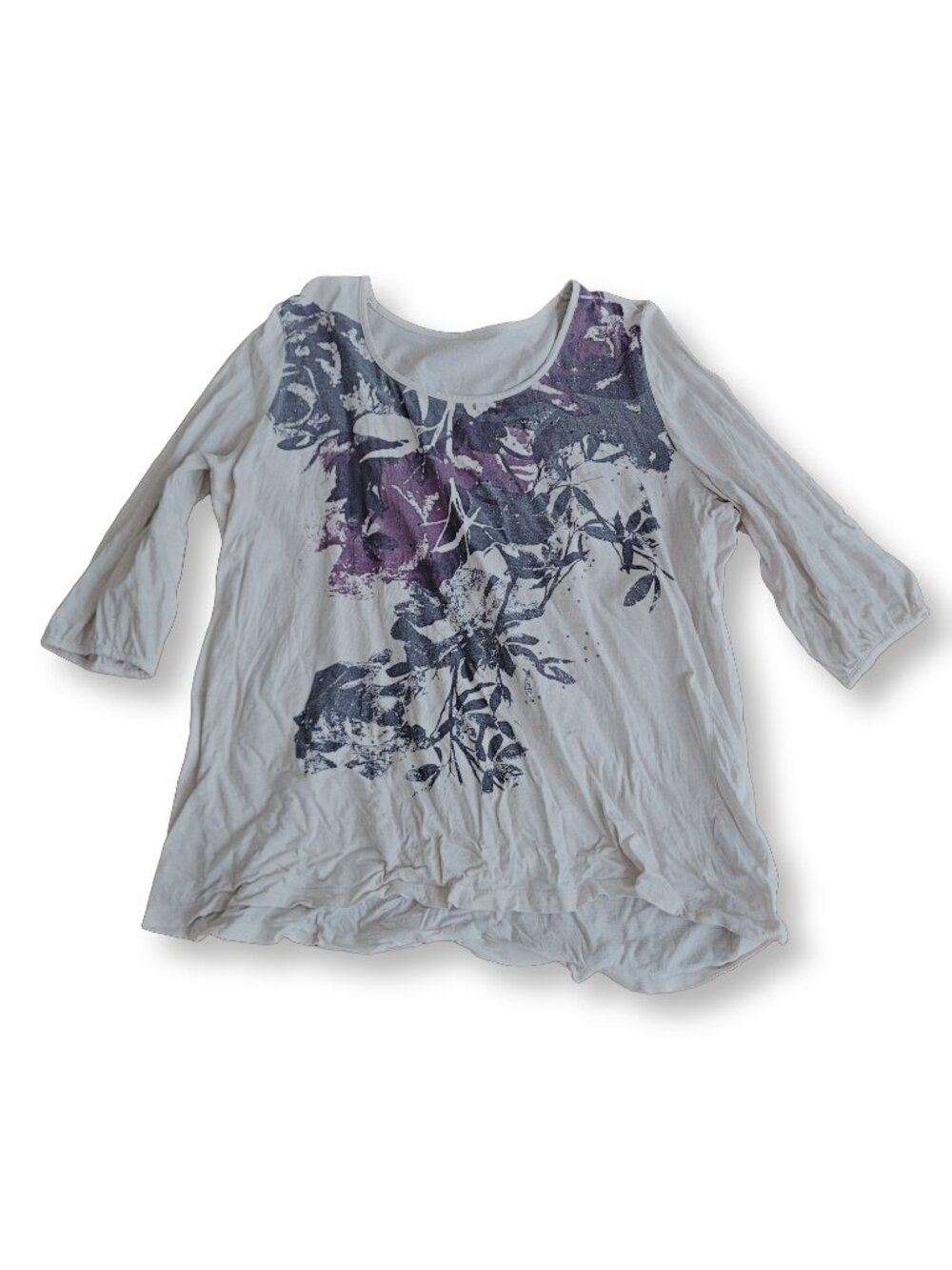 Women's Vintage Beaded Floral Embroidered 3/4 Sleeve Top (size 1X)